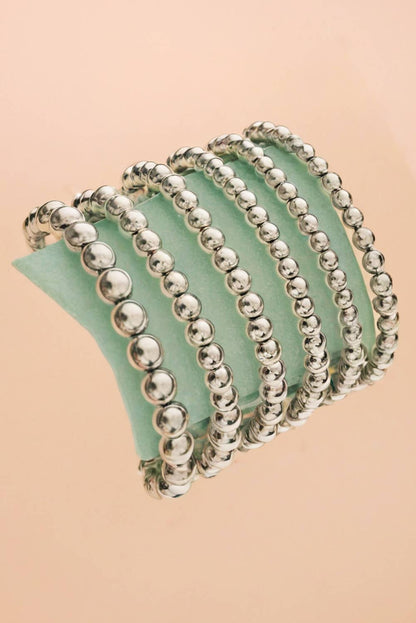 Silver Beaded Bracelet set