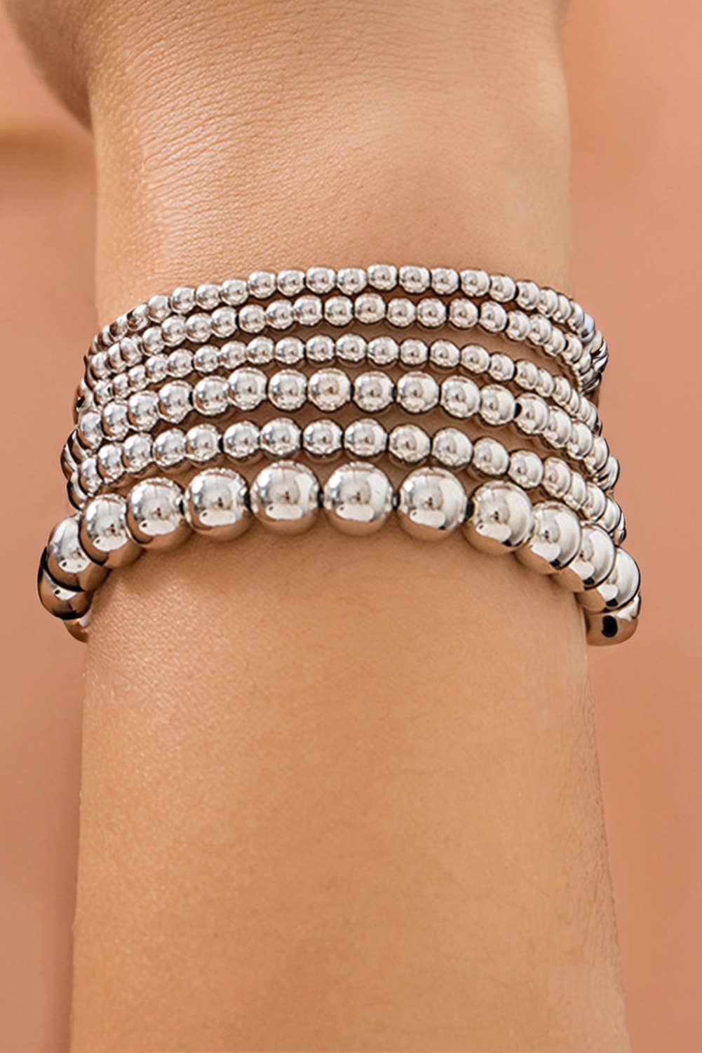 Silver Beaded Bracelet set