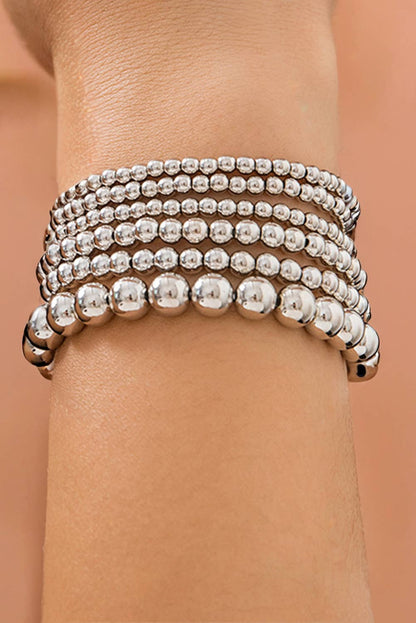 Silver Beaded Bracelet set