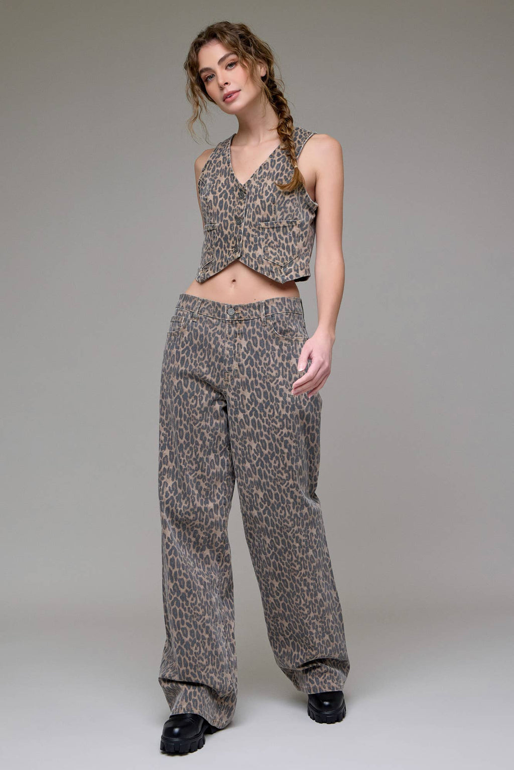 Cheetah Print Low Slung Baggy Jeans