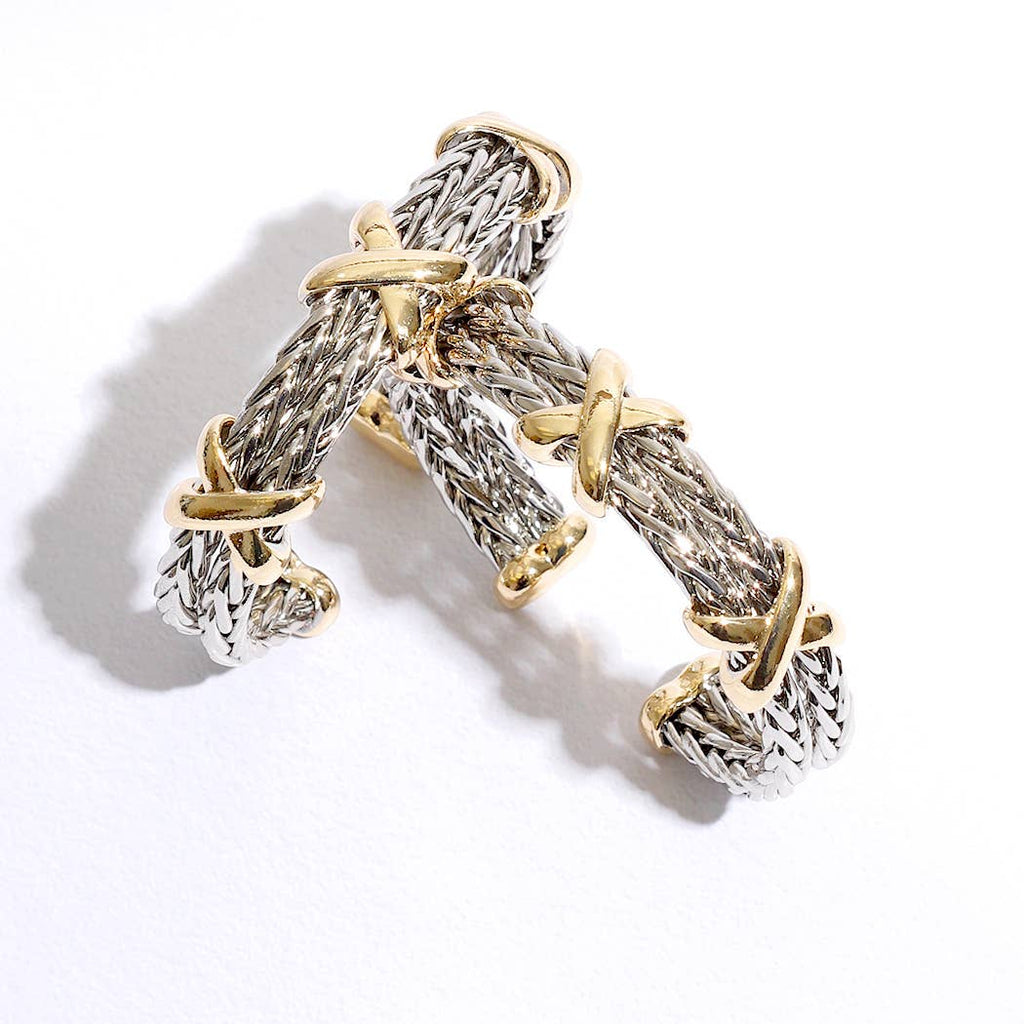 Braided Two Toned Bangle Bracelet