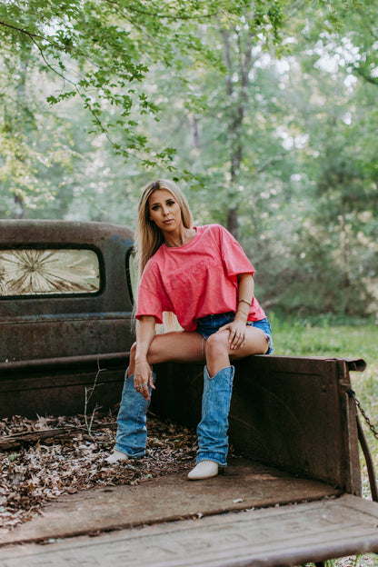 Cowgirl Acid Washed Tee
