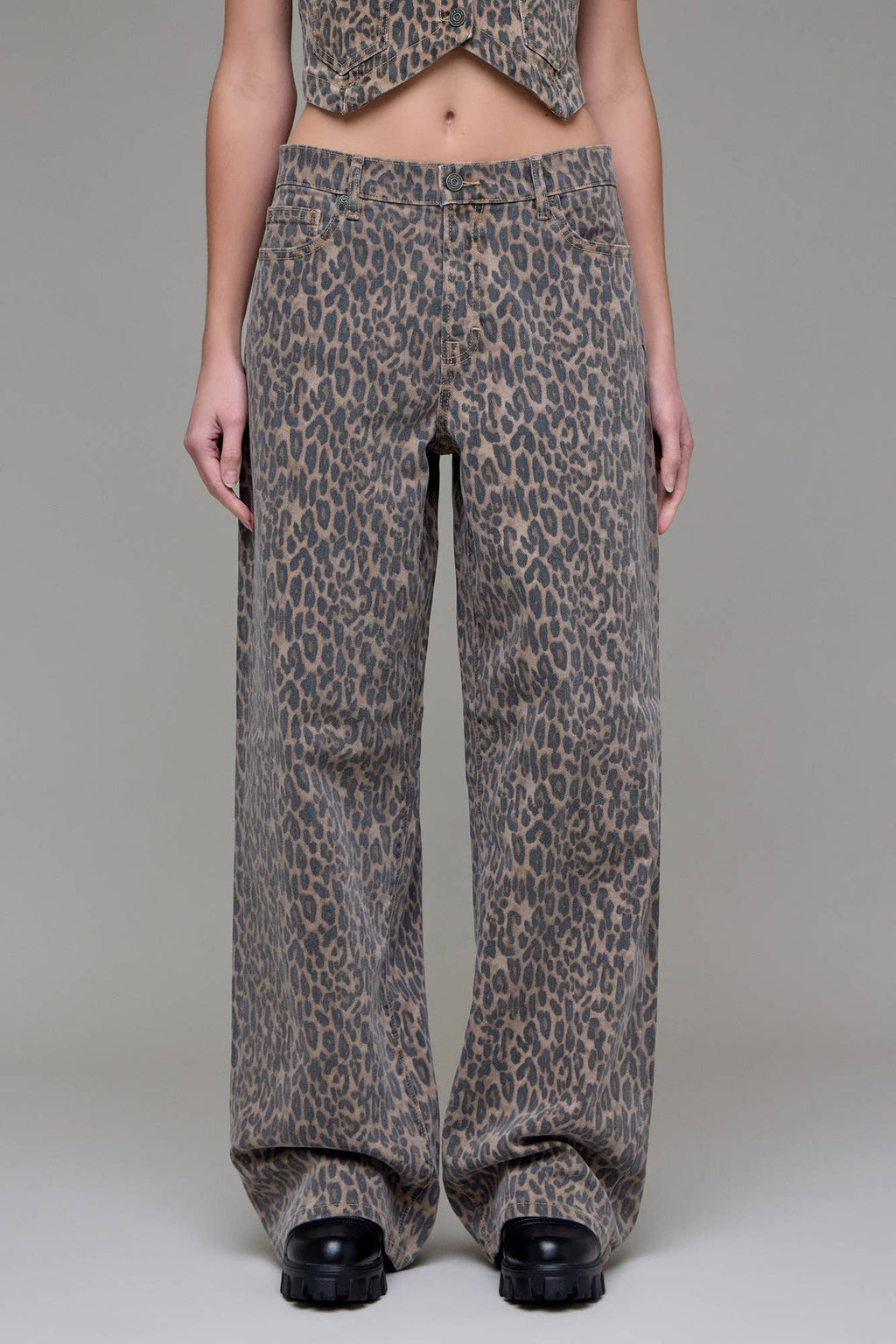 Cheetah Print Low Slung Baggy Jeans