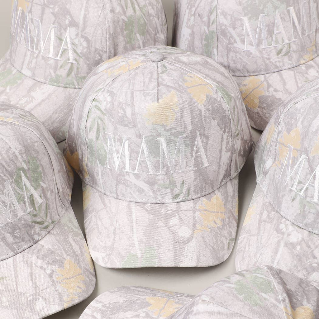 MAMA Letter Embroidery Nature Camo Trucker Hat